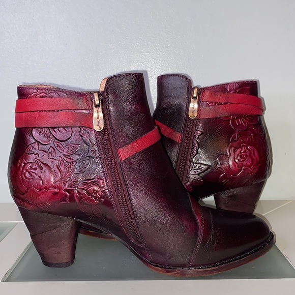 L’Artiste by Spring Step Beauti Zip Booties Leather Shoes Plum Sz 39 (US 8.5) - Picture 8 of 15
